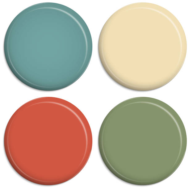 four colored magnetic buttons four magnetic refrigerator buttons in different colors magnet stock illustrations