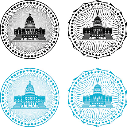 Four different black or blue congressional stamps