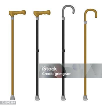 istock Four different styles of walking canes 121593399