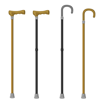 Four different styles of walking canes