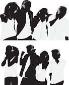 Four friends listening musichttp://www.twodozendesign.info/i/1.png