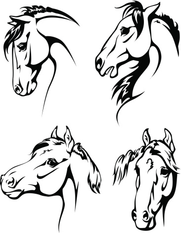 Four horse heads