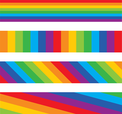 Four Rainbow Striped Banners