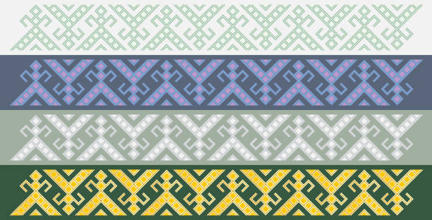 Four Slavic Friezes Four simple seamless traditional slavic friezes religious cross borders stock illustrations