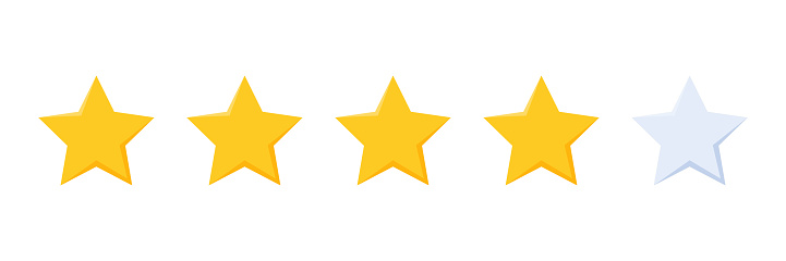 Four Stars Rating Button For Experience Reviews On Application Or ...