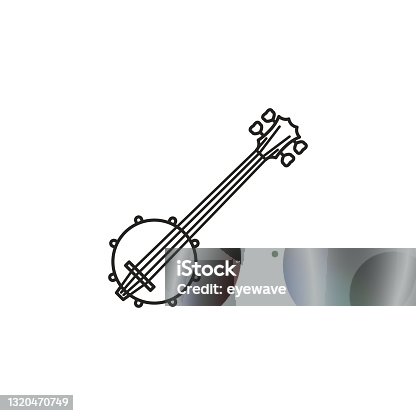 istock Four string banjo vector line icon 1320470749