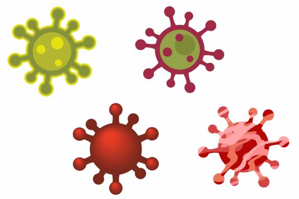 Four virus microbe cell icon stylised symbols vector art illustration