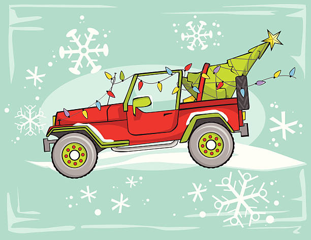 22 Jeep Christmas Illustrations Clip Art Istock