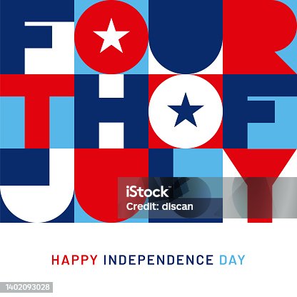 istock Fourth of July greeting card with geometric typography. 1402093028