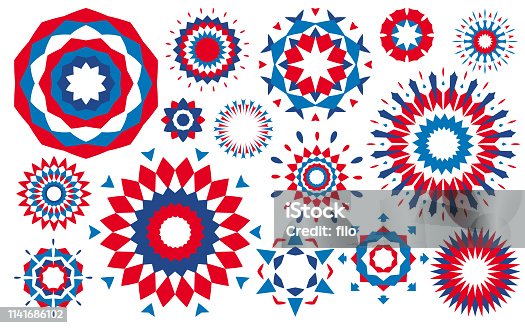 istock Fourth of July Independence Day Fireworks Abstract Patriotic Design Elements 1141686102
