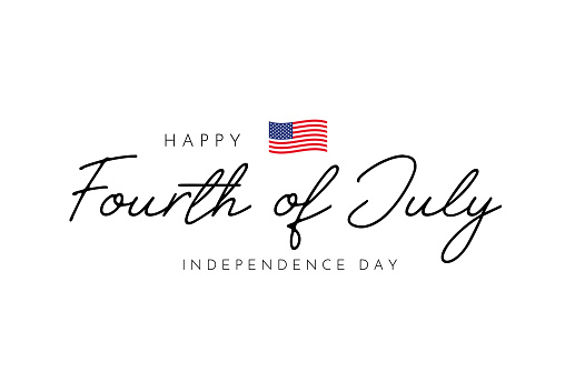 Fourth of July lettering card, Independence Day with USA flag. Vector illustration. EPS10