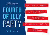 Fourth of July Party Invitation Template. Poster, card, banner and background. Vector illustration. Stock illustration