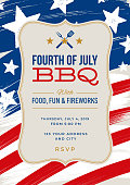 Fourth of July Party Invitation Template - Illustration