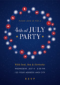 Fourth of July Party Invitation Template - Illustration