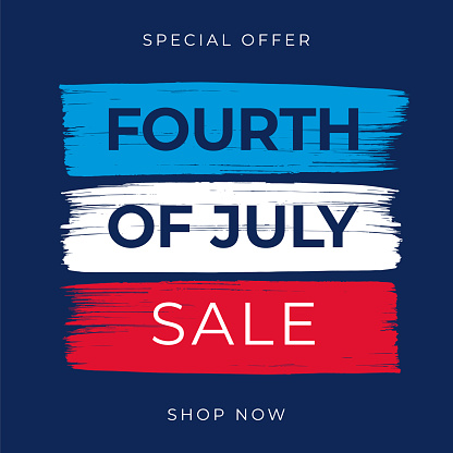 Fourth of July Sale Design with Brushes. For advertising, poster, banners, leaflets, card, flyers and background. Vector illustration. Stock illustration