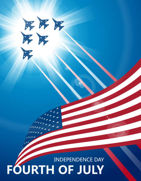 Fourth of july Gradient and transparent effect used. fighter plane stock illustrations