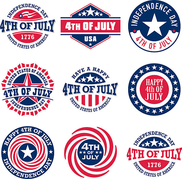 fourth of july vintage labels for us independence day - july 4 stock illustrations