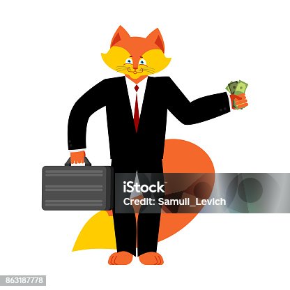 istock Fox businessman boss. Wild cunning animal manager. Vector Illustrator 863187778