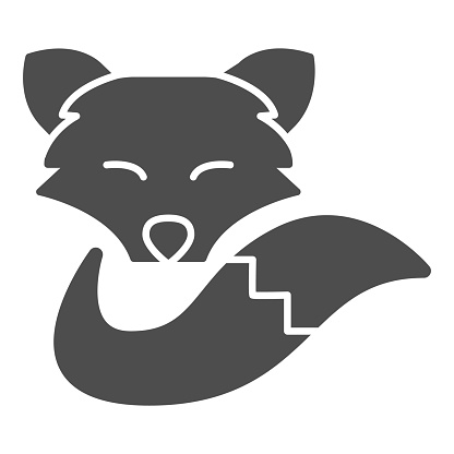 Fox Head And Tail Solid Icon Social Distancing Concept Wild Forest ...