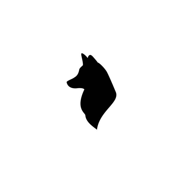 fox head profile icon isolated on white. fox head profile icon isolated on white. Vector flat animal silhouette.  Wild simple logo. Forest animal. Nature symbol. dog silhouettes stock illustrations