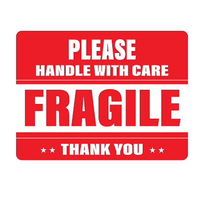 Fragile. Please handle with care. thank you. Sticker, badge, icon for Fragile.