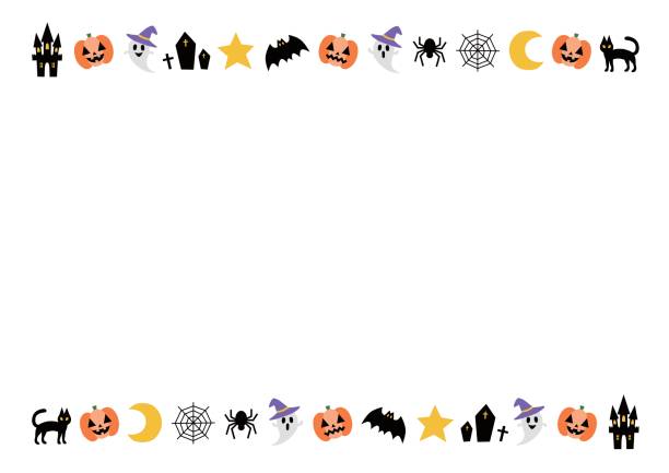 Frame of Halloween Frame of Halloween candy clipart stock illustrations