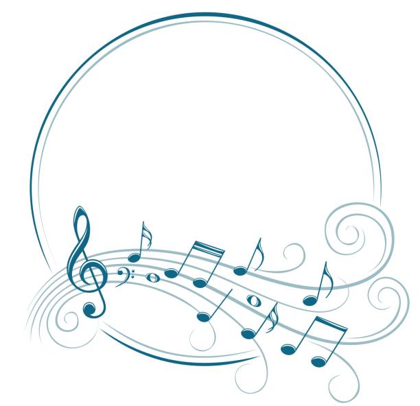 Frame with music notes. The stylized blue frame with music notes. music symbols stock illustrations