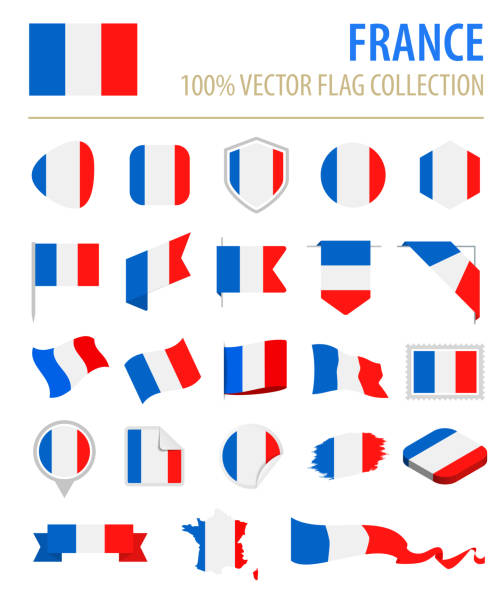 illustrations, cliparts, dessins animés et icônes de france - flag icon set vector plate - drapeau français