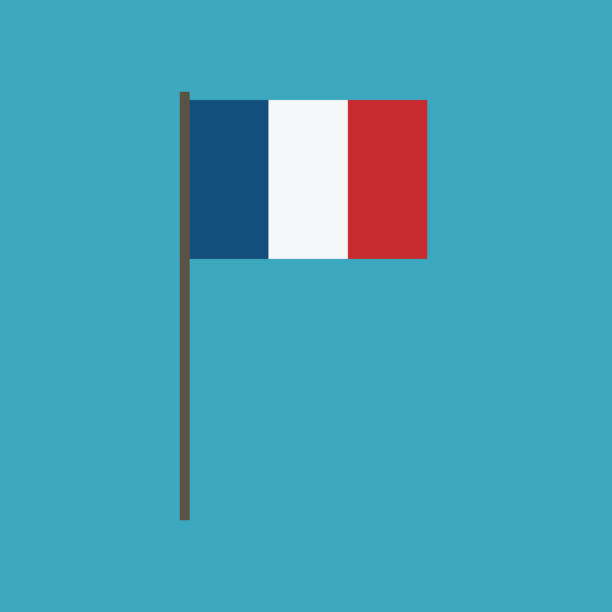 illustrations, cliparts, dessins animés et icônes de icône de drapeau france au design plat - drapeau français