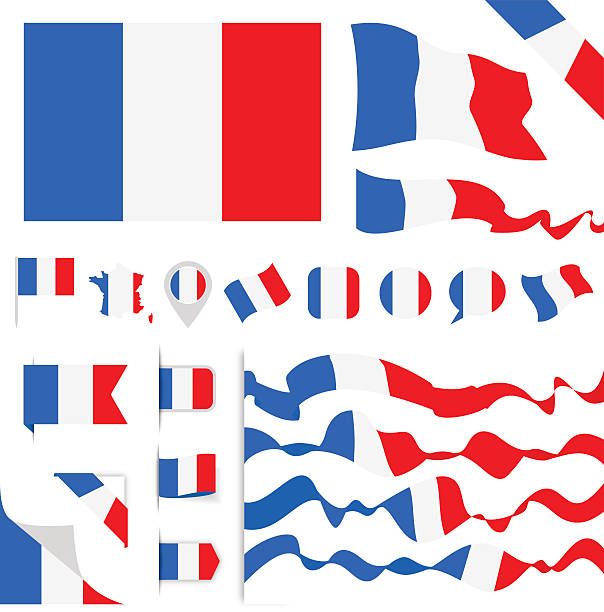 illustrations, cliparts, dessins animés et icônes de ensemble de drapeaux france - drapeau français