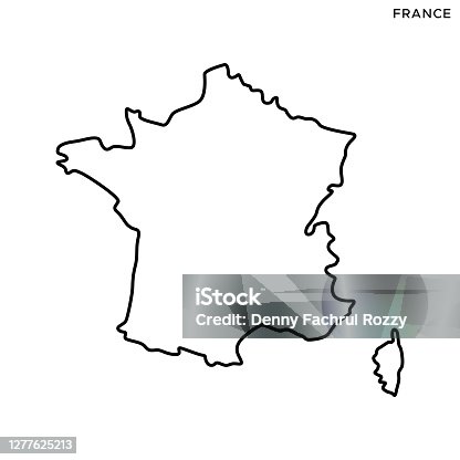istock France Map Vector Stock Illustration Design Template. Editable Stroke. 1277625213