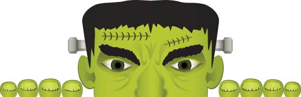 Frankenstein Halloween Border vector art illustration