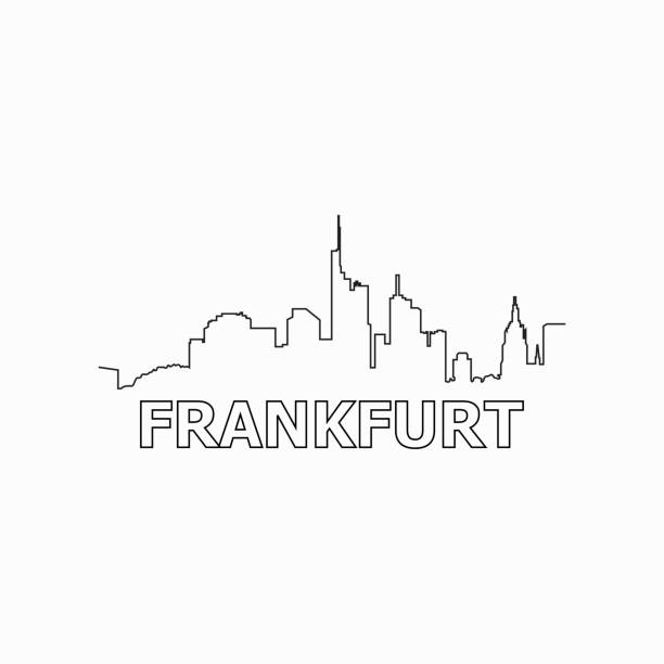 프랑크푸르트 스카이라인과 랜드마크 실루엣 블랙 벡터 아이콘입니다. 프랑크푸르트 파노라마입니다. 독일 - frankfurt stock illustrations