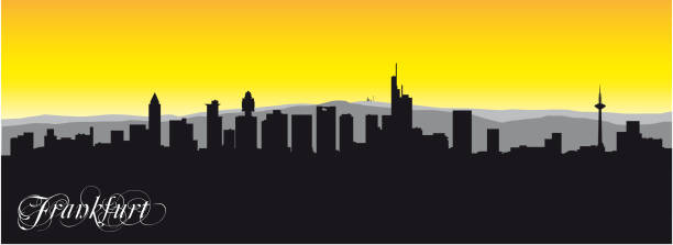 frankfurter skyline, silhouette - frankfurt stock-grafiken, -clipart, -cartoons und -symbole