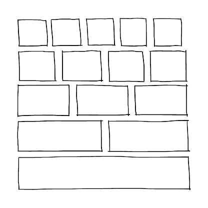 Free hand drawn rectangles and squares in various sizes. Doodle highlighting graphic elements. Vector illustration drawn by a pen isolated on a white.