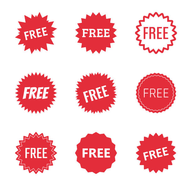 free label icons set, free tag vector illustration free icon set, free labels and stickers free sign up stock illustrations