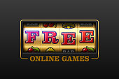 Free Online Games, slot machine games banner, gambling casino games, vector illustration