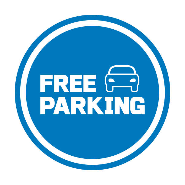 Free parking sign with car icon Free parking sign with car icon. Vector illustration parking stock illustrations