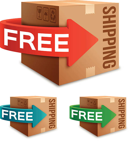Free Shipping 3D Free shipping box concept illustration. EPS 10 file. Transparency effects used on highlight elements. buy single word stock illustrations