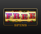 Free Spins bouns, slot machine games banner, gambling casino games, slot machine illustration with text Free Spins, vector illustration