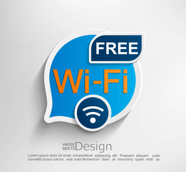 Free wifi symbol. Free wifi symbol, emblem or sticker vector illustration. free sign up stock illustrations