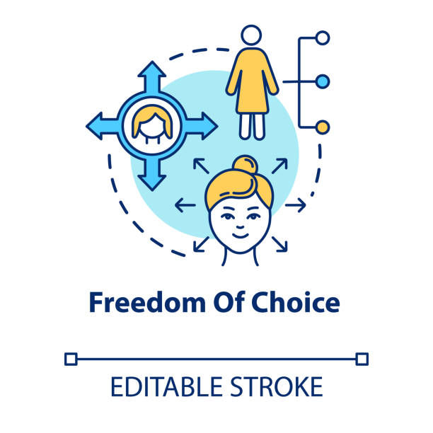 Freedom of choice concept icon. Reproductive behaviour. Womens rights protection. Gender equality idea thin line illustration. Vector isolated outline RGB color drawing. Editable stroke Freedom of choice concept icon. Reproductive behaviour. Womens rights protection. Gender equality idea thin line illustration. Vector isolated outline RGB color drawing. Editable stroke abortion protest stock illustrations