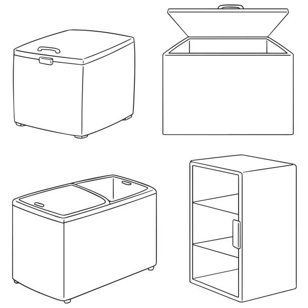 freezer vector set of freezer chest freezer stock illustrations