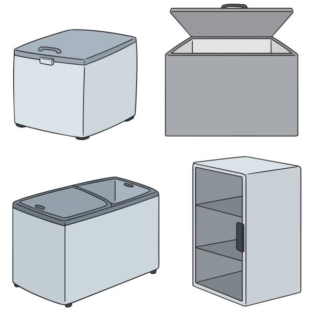 freezer vector set of freezer chest freezer stock illustrations