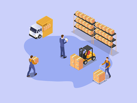 Freight industry logistics  3D isometric vector