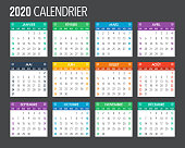 A calendar design template for the year 2020. File is built in CMYK for optimal printing.