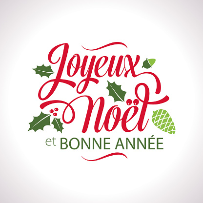 French Christmas Joyeux Noël Lettering Text