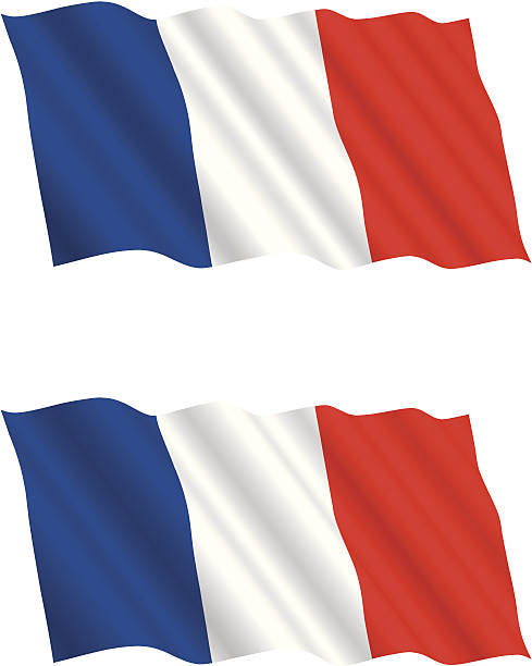 illustrations, cliparts, dessins animés et icônes de drapeau français par le vent - drapeau français