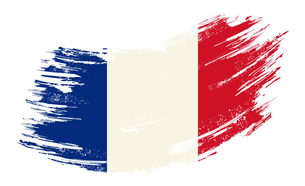 illustrations, cliparts, dessins animés et icônes de fond de brosse grunge de drapeau français. illustration de vecteur. - drapeau français