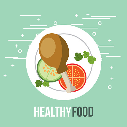 fresh chicken and tomato cucumber healthy food vector illustration vector